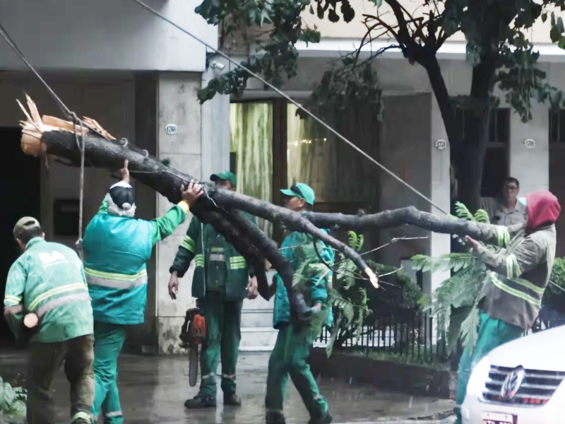 Un muerto, calles anegadas y caída de árboles por el fuerte temporal en el AMBA