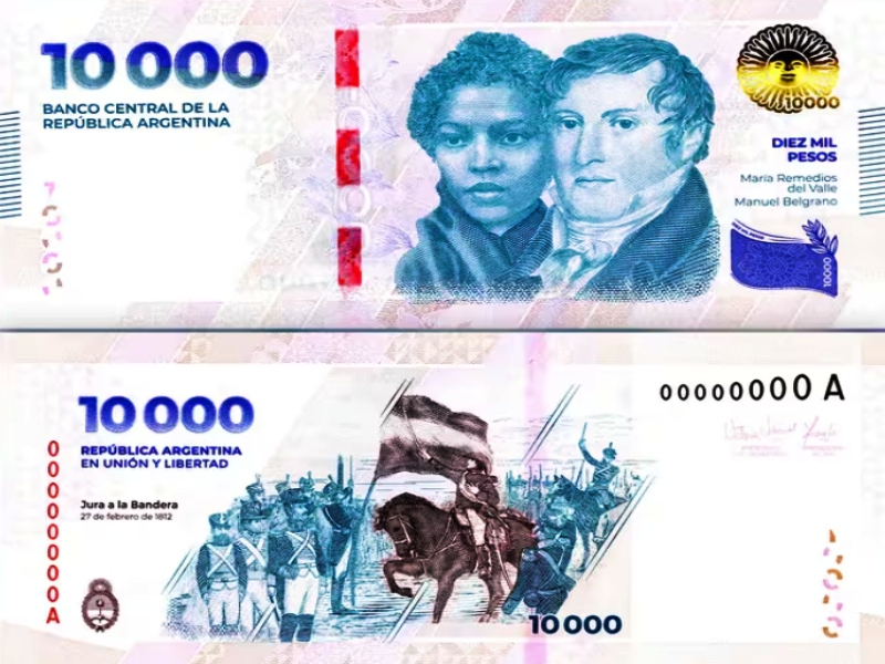 Ya circulan los nuevos billetes de $10.000, que serán distribuidos progresivamente