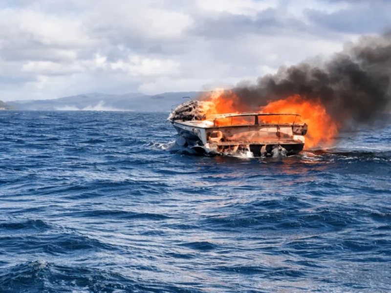 Una lancha se incendió en el Nahuel Huapi y el tripulante se salvó al tirarse al agua