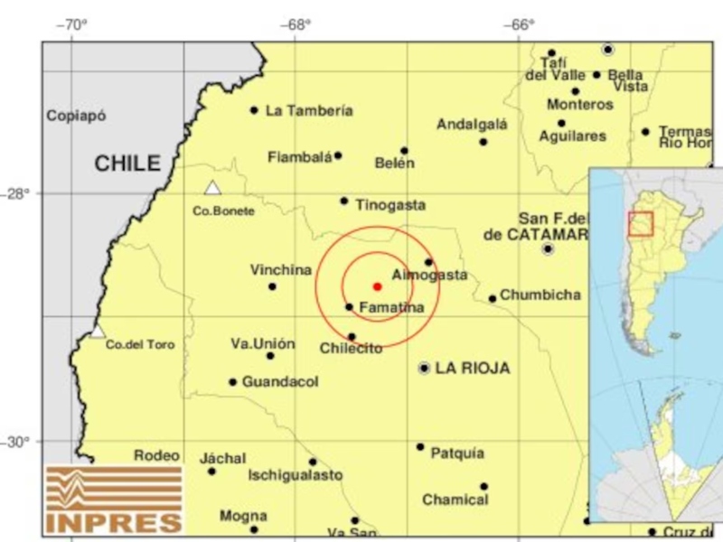 Fuerte sismo en La Rioja: tuvo magnitud de 5.4 y se sintió en tres provincias